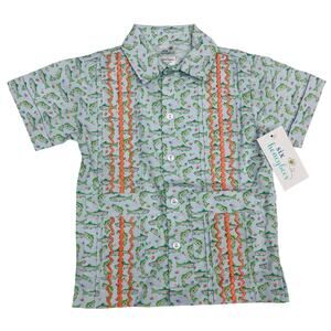 NWT Six Honeybees 7 Tight Lines Salmon Guayabera Shirt